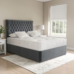 Grey Chesterfield Divan Bed with Orthopaedic Mattress – BEDK UK