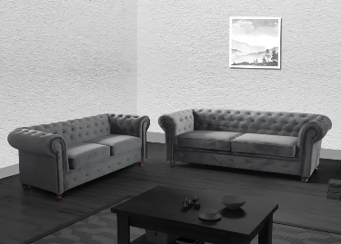 Modern Grey Infinity 3+2 Seater Chesterfield Sofa