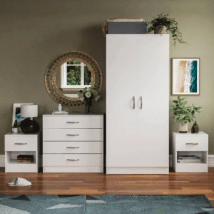 White Alina 2 Door Wardrobe Bedroom Set | BEDK