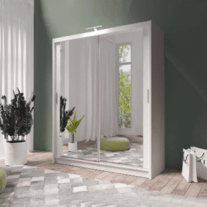 White 180cm Bonito Sliding Mirror Door Wardrobe | BEDK UK