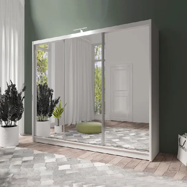 Paris Lux Sliding Mirror Wardrobe 250cm – Modern Bedroom Storage | BEDK UK