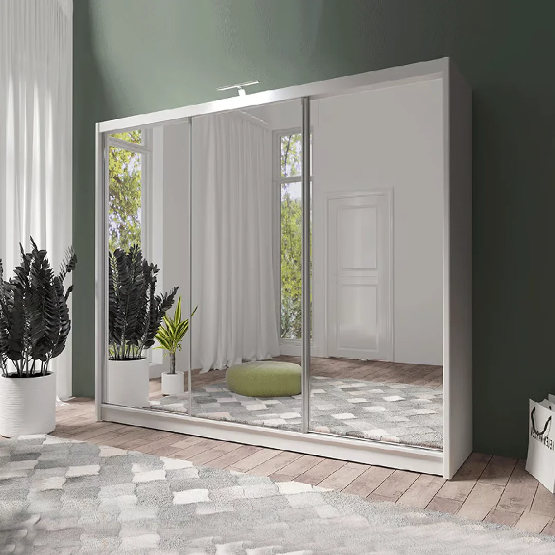 Paris Lux Sliding Mirror Wardrobe 250cm – Modern Bedroom Storage | BEDK UK