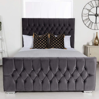 Grey Rose Chesterfield Bed Frame – Luxury Velvet Bed UK | BEDK
