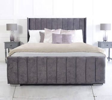 Plush Velvet Royal Wing Bed – Double & King Size Bed | BEDK