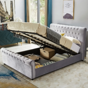 Plush Velvet Sleigh Ottoman Storage Bed – Luxury & Storage Combined | BEDK
