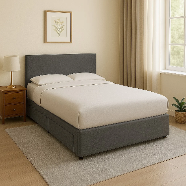 Small Double Platform Bed Base with Storage & Mattress | BEDK